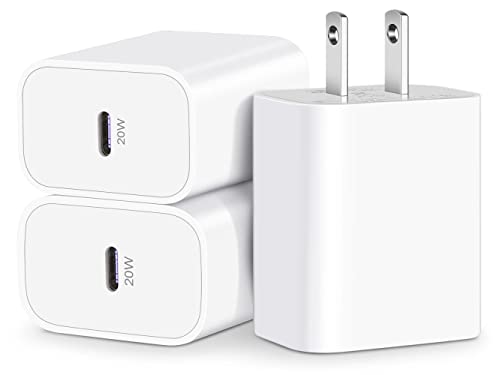 USB C Charger Block [Apple Certified], 3-Pack 20W USB-C Power Adapter Wall Charger Plug Brick Cube Fast Charging for iPhone 14/Plus/13/12/11/Pro Max/Mini, X/XS/XR, iPad Pro/Air, Google Pixel 7/6/5/4/3